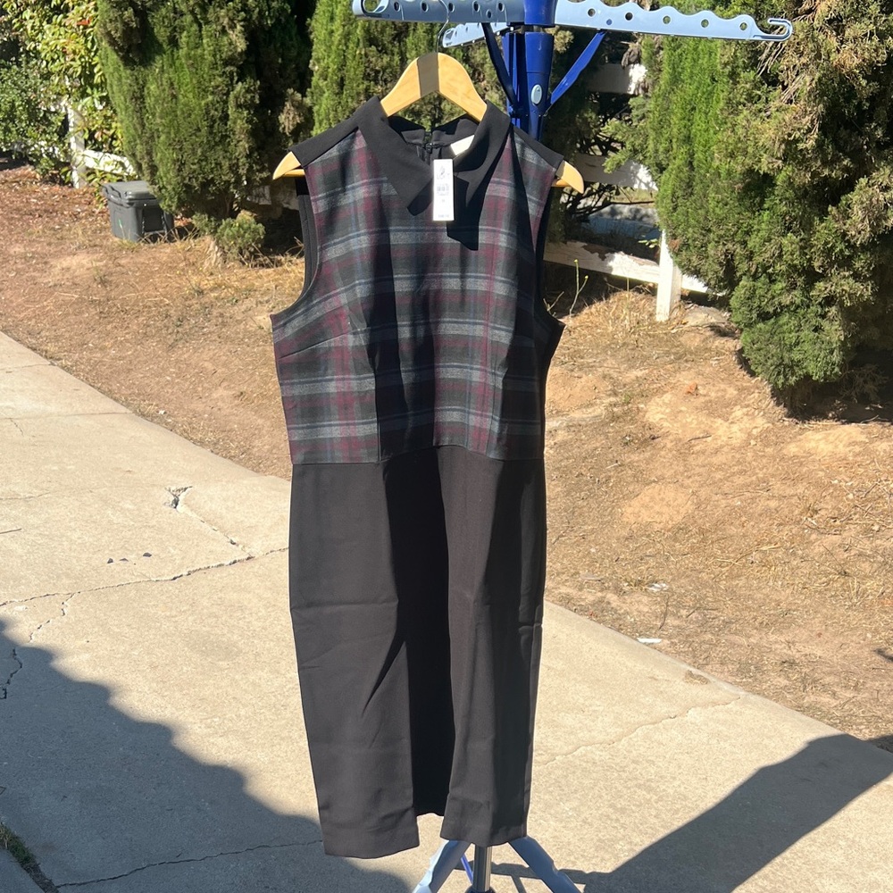 LOFT Plaid Sleeveless dress - Black and Gray size 14